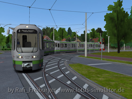 Doppeltraktion TW2000 macht sich am Norderstedter Ring auf den Weg